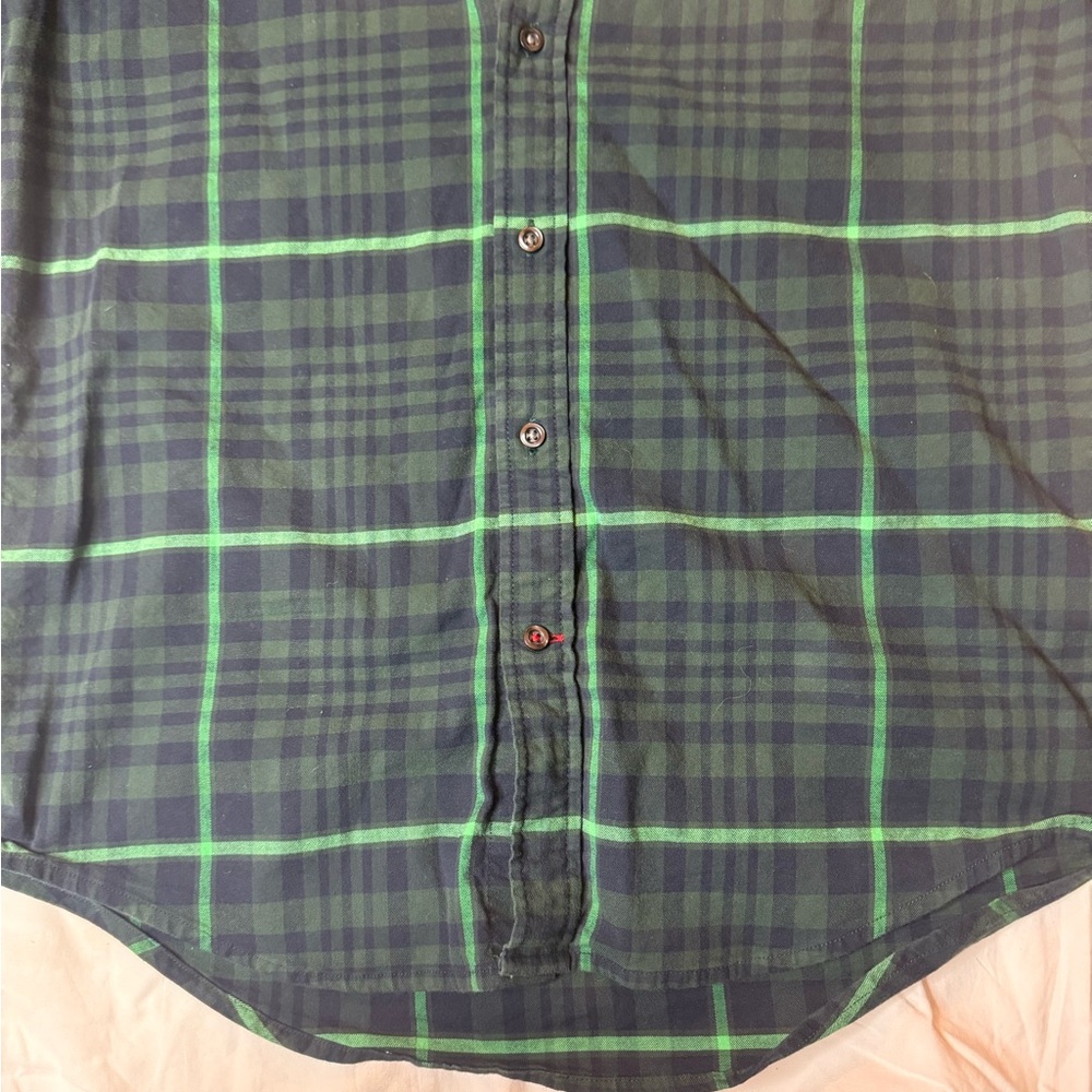 Tommy Hilfiger Men's Navy and Green Check Shirt size M classic casual stylish - Picture 7 of 11
